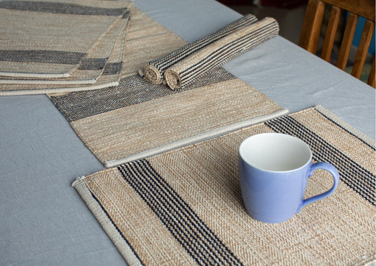 Jute Table Runner (56 inch) and Six Mats (Set of 7)|9221