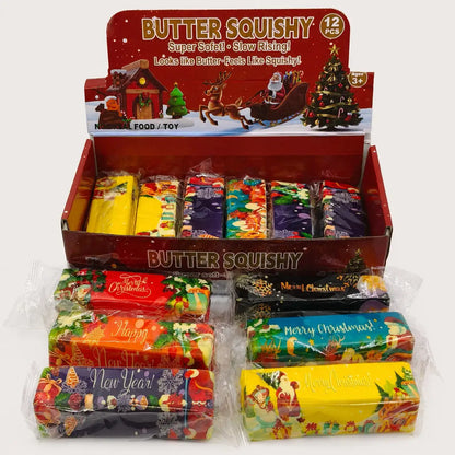 Christmas Butter Bar Slow-Rising Squishy – 12-Piece Display Box