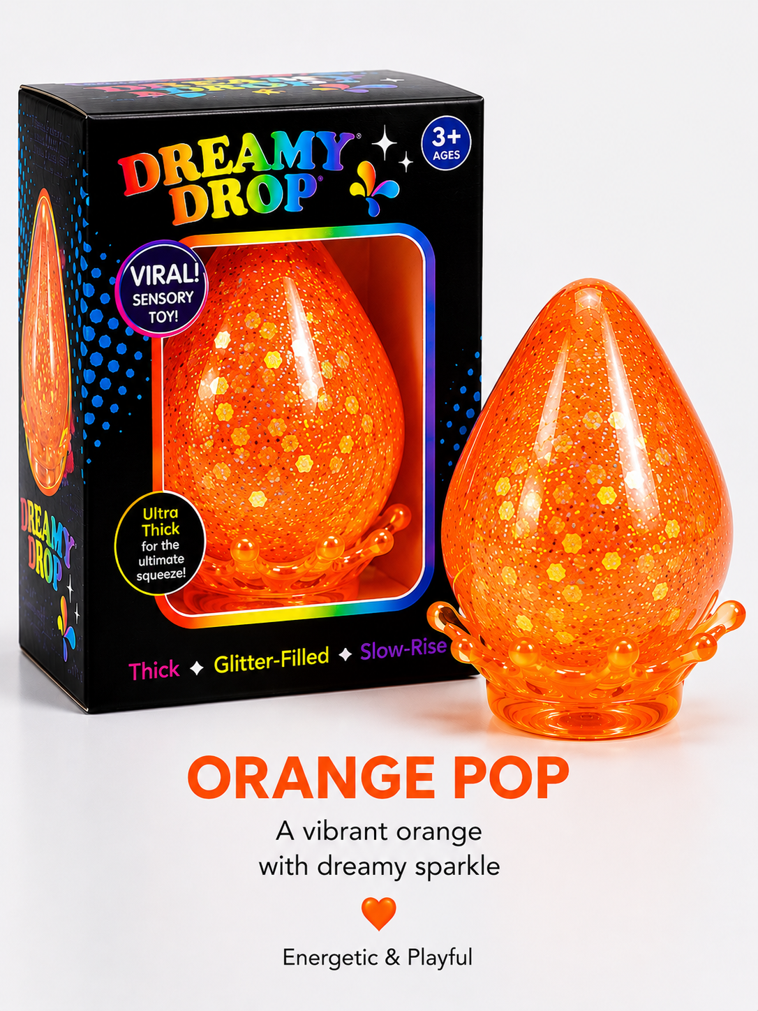 Dreamy Drop Squishy Viral Sensory Toy - Orange JUL 9