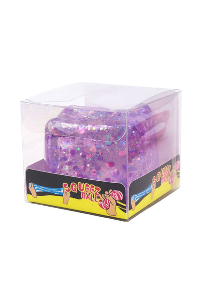 Shimmery Glitter Cube Putty Filled Squishy - 12 Pcs