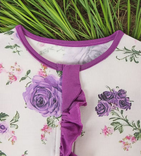 Purple Rose Ruffle Bamboo Sleeper|8794