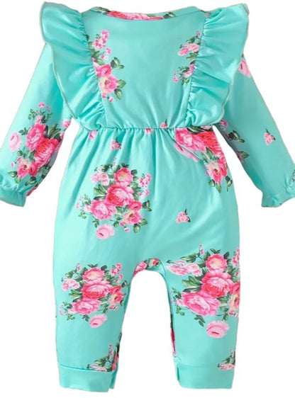 Ruffle Jumpsuit w/Floral Print|5762