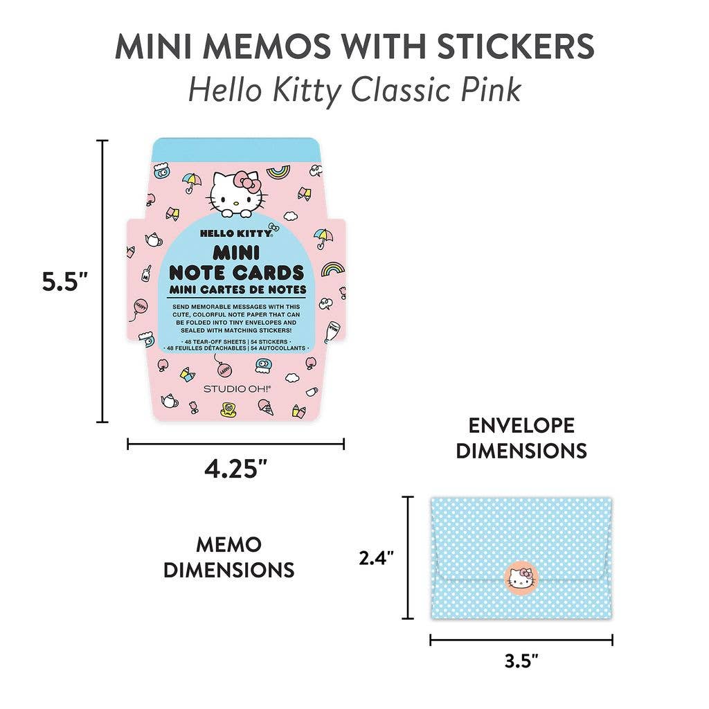 Hello Kitty Classic Pink Mini Note Cards with Stickers