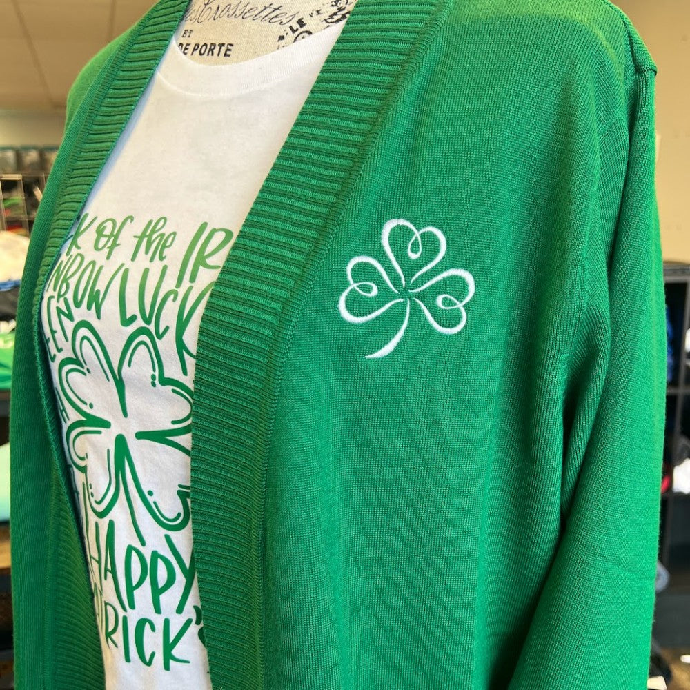 Green cardigan with shamrock|4705