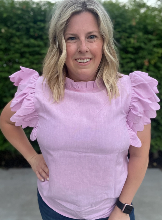 Pink Ruffle Top|8609