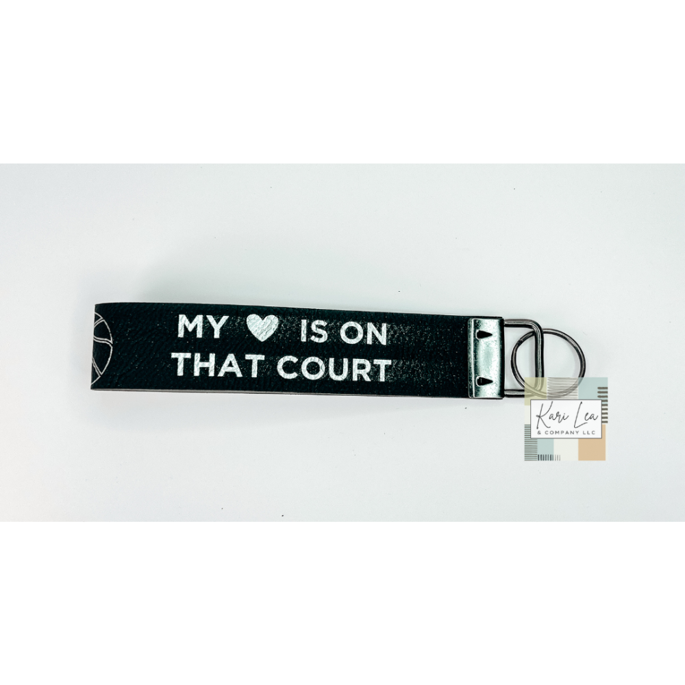 Leather Wristlet - Basketball Mom (Black/Silver)|8387