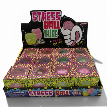 Jumbo Stress Ball Cube – Glitter Gel Sensory Fidget Toy