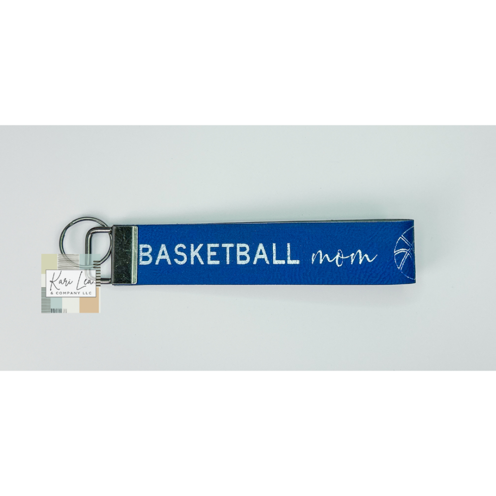 Leather Wristlet - Basketball Mom (Blue/Silver)|8384