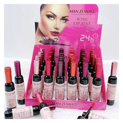 24pk Wine Bottle Lip Tint Long Lasting Lip Stain Cute Makeup