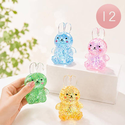 12PCS - Glitter Bunny Squeeze Squishy Stress Relief Toy