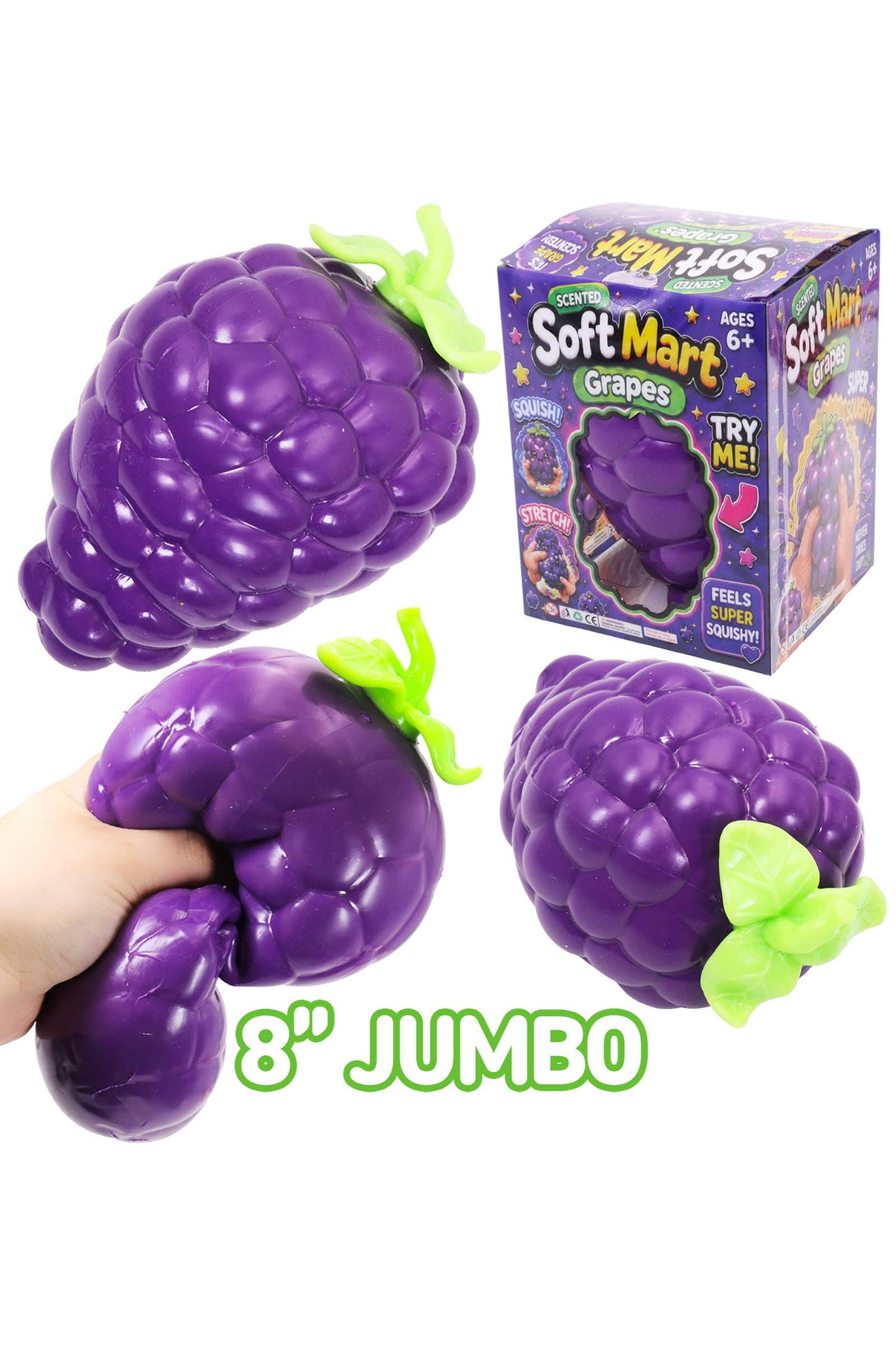 JUMBO 8 Inch Grape Soft Slime Filled Squishy - PVC Box