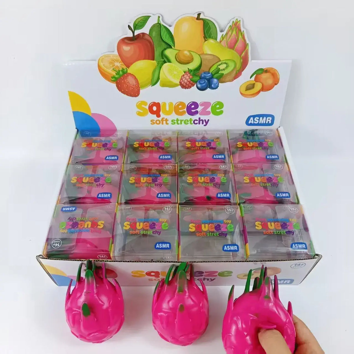 Crunchy Block-Filled Dragon Fruit Squishy Toy