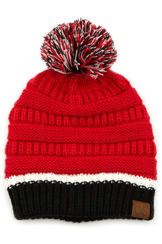 School Spirit Beanie - Red/Black/White|8526