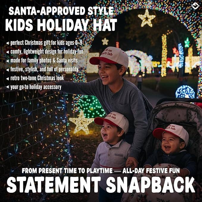 Kids/Baby 2 Tone Cap: Put It On Santa's Tab Red/Beige