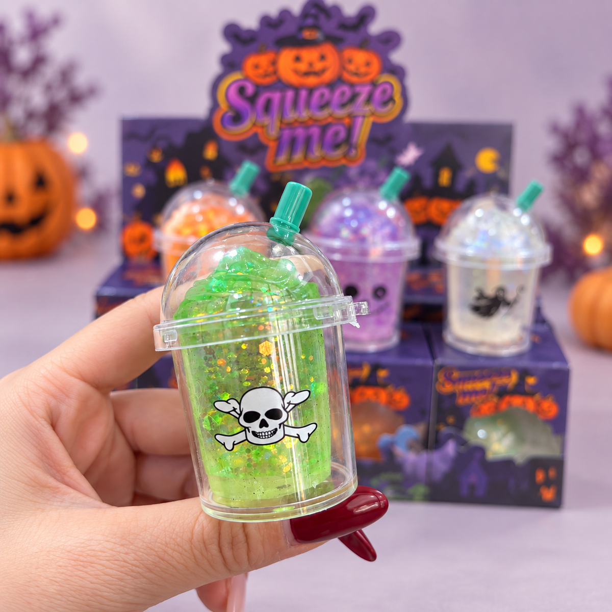 Halloween Milk Tea Cup Squishy Fidget Stress Relief Gift Set
