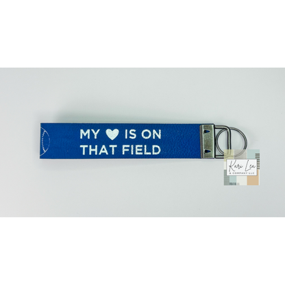 Leather Wristlet - Softball Mom (Blue/Silver)|8439