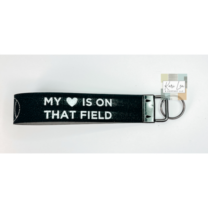 Leather Wristlet - Softball Mom (Black/Silver)|8441