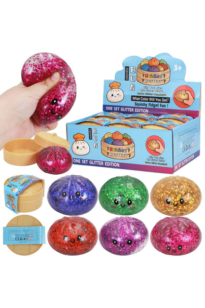 Chunky Glitter Jiggly Slime Filled Dumpling Bao Bun Squishy