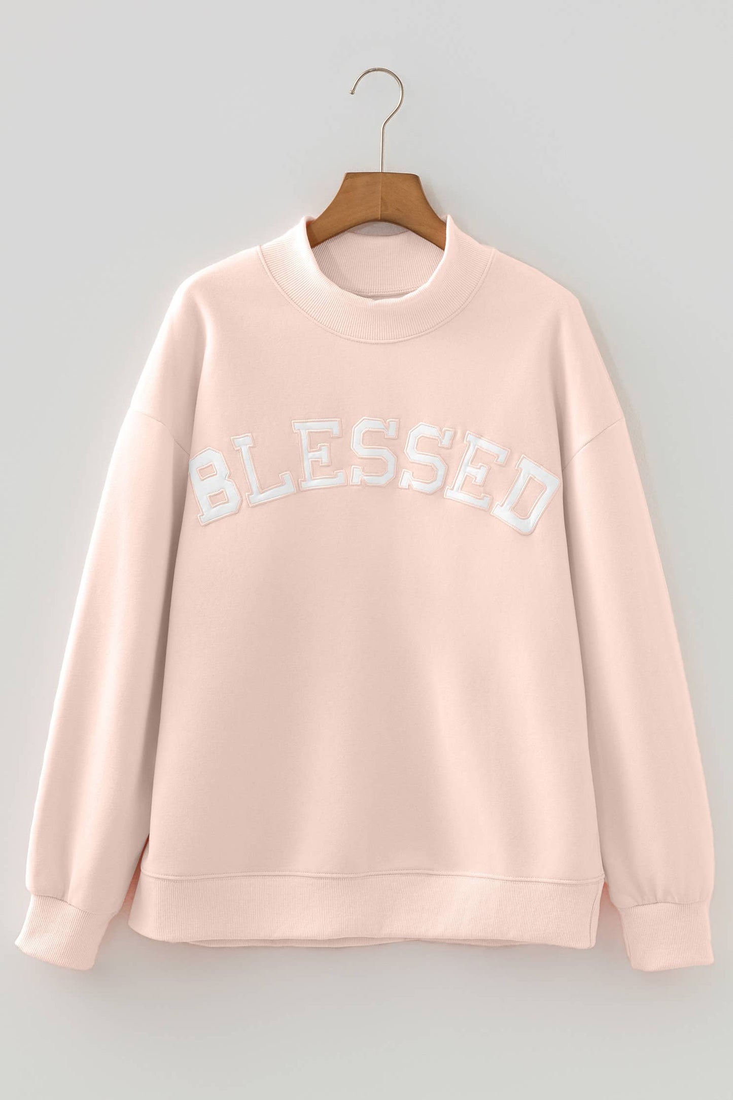 66 Plus Size Blessed Embroidered Mock Neck Sweatshirt (S-4X)