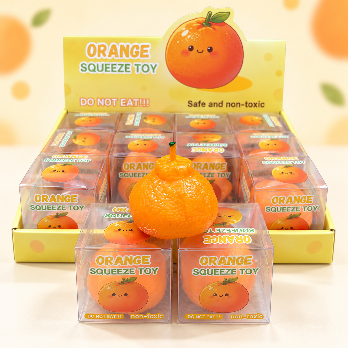 Crunchy Orange Block Squishy Toy