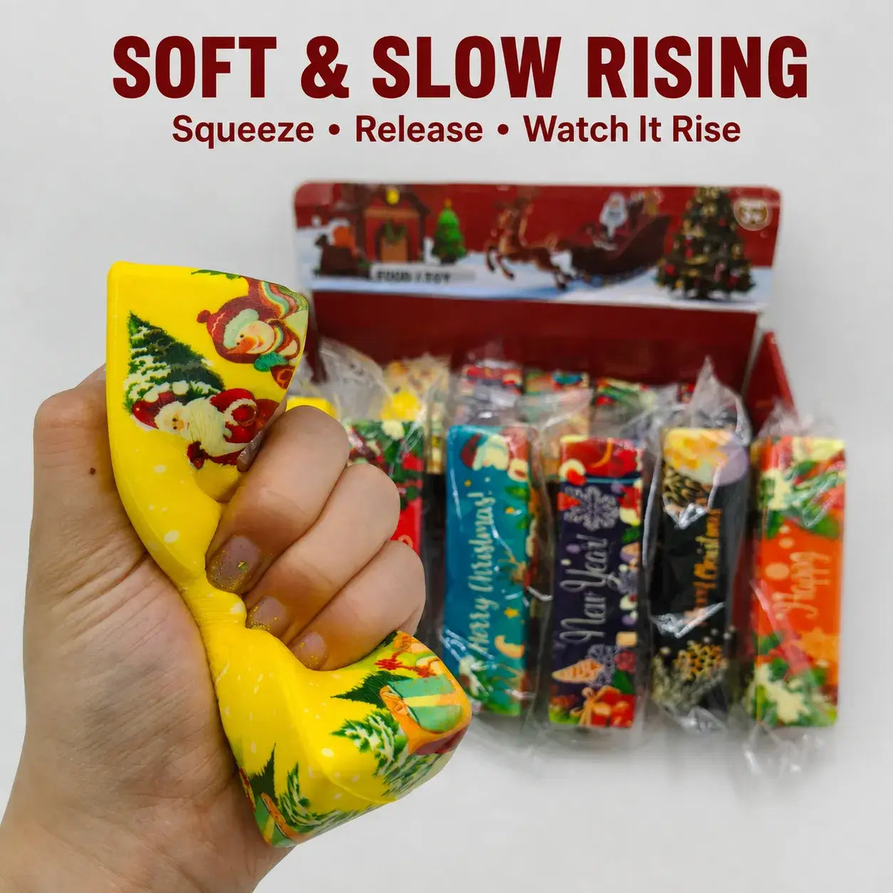 Christmas Butter Bar Slow-Rising Squishy – 12-Piece Display Box