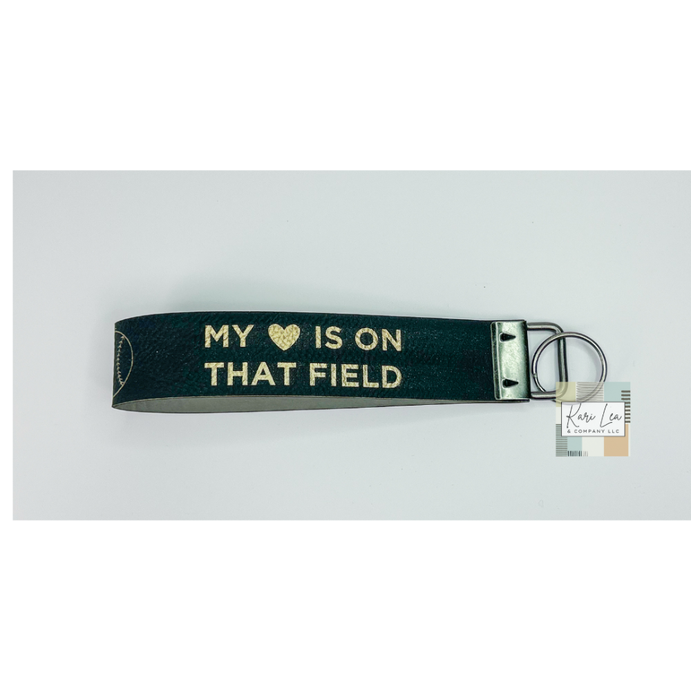 Leather Wristlet - Baseball Mom (Black/Gold)|8425