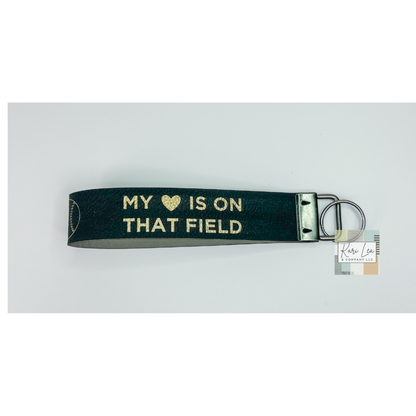 Leather Wristlet - Baseball Mom (Black/Gold)|8425