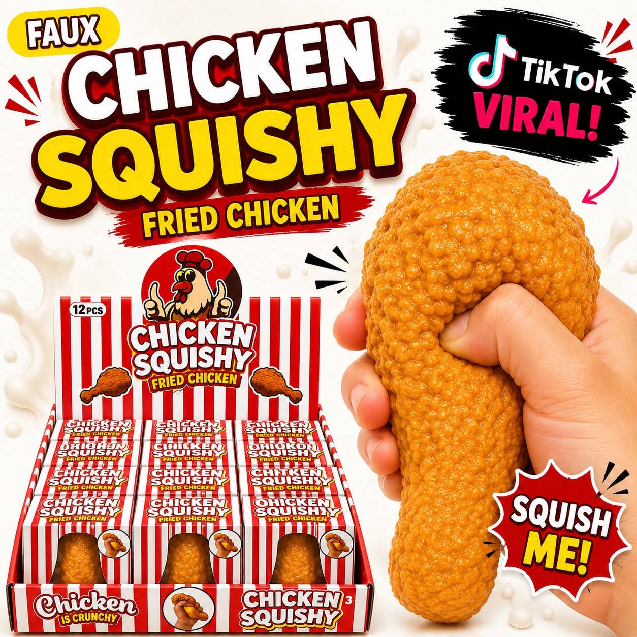 Faux Chicken Squishy Fried –TikTok Viral Crunchy-Look Toys