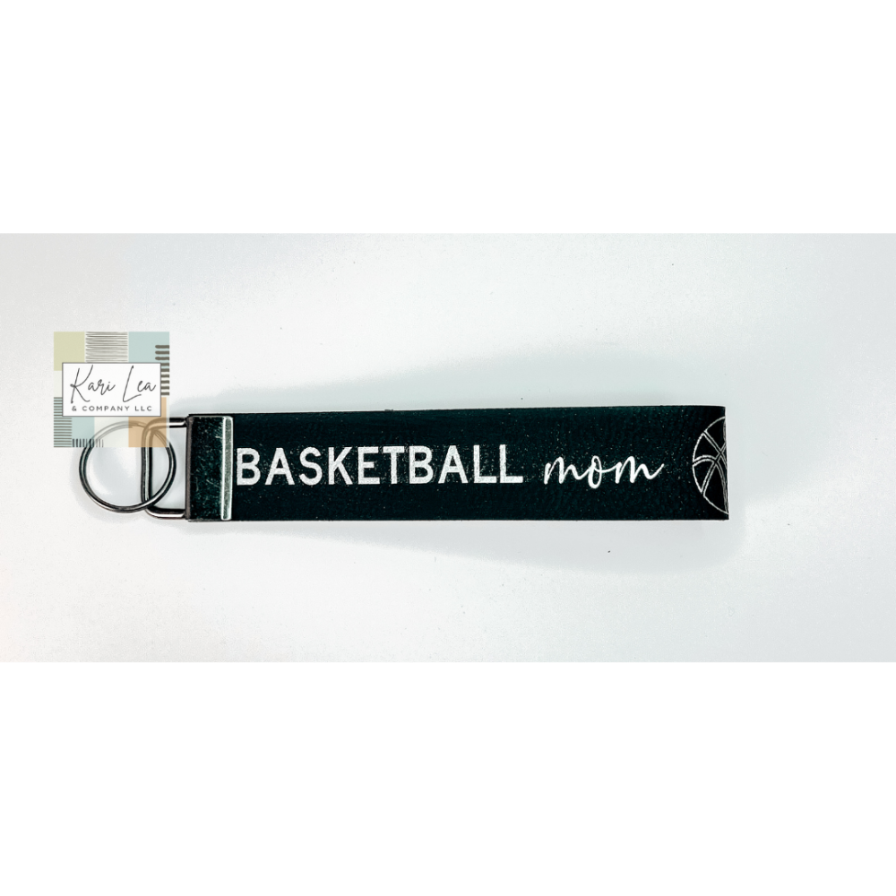 Leather Wristlet - Basketball Mom (Black/Silver)|8386