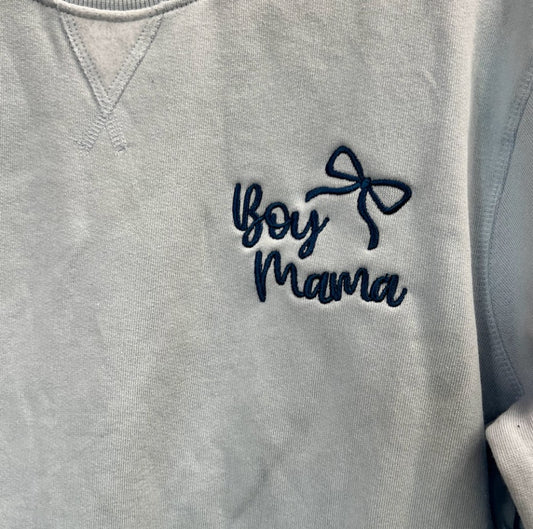 Boy Mama Bow baby blue crewneck|5136