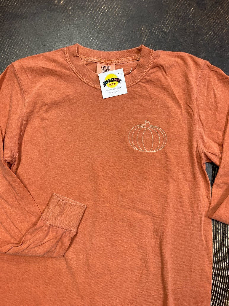 Simple Pumpkin long sleeve tee|7972