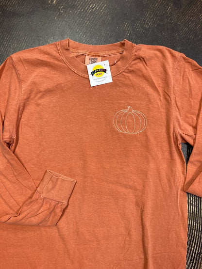 Simple Pumpkin long sleeve tee|7972