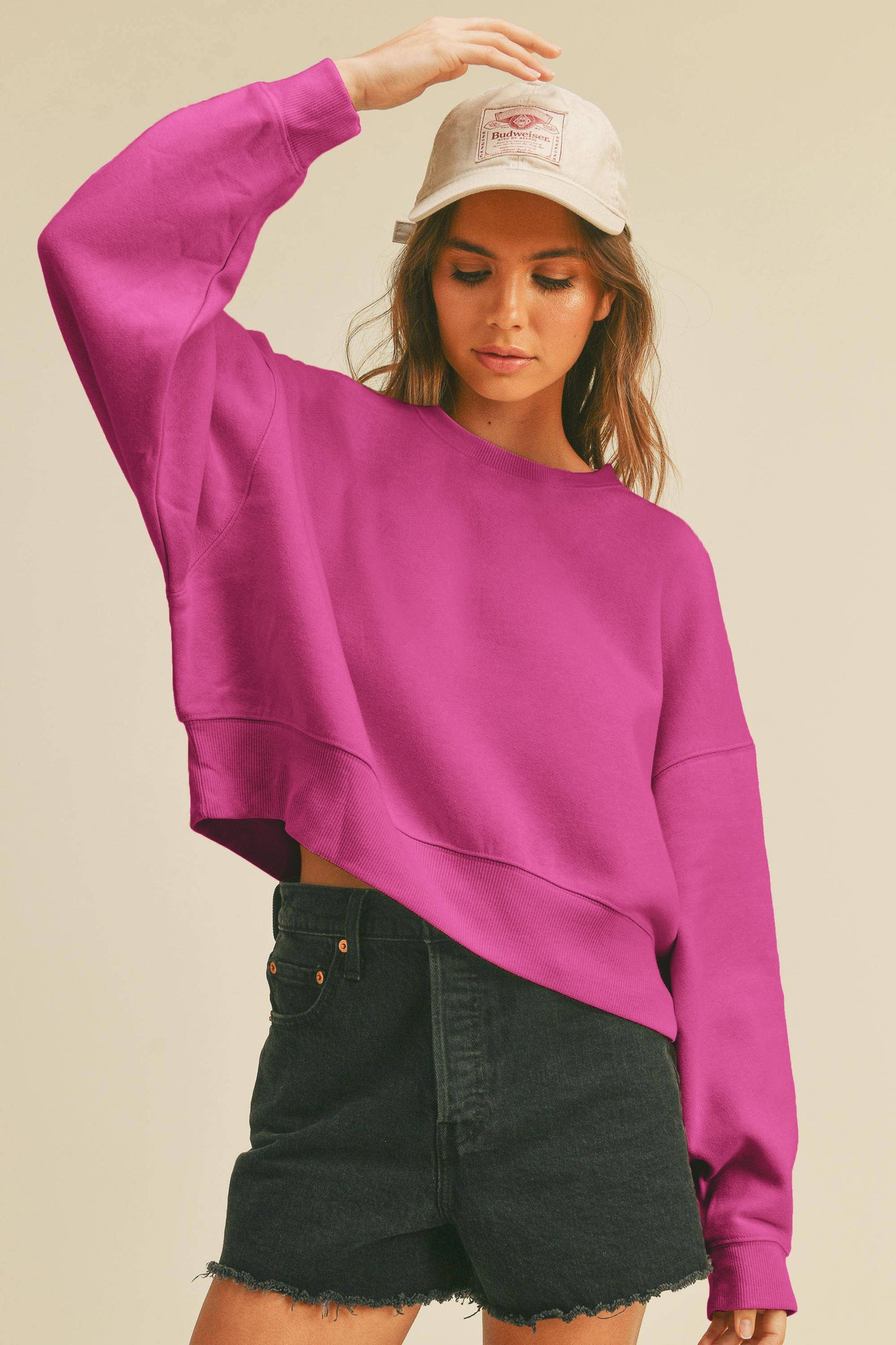 Blank Short Cropped Long Sleeve Sweatshirt