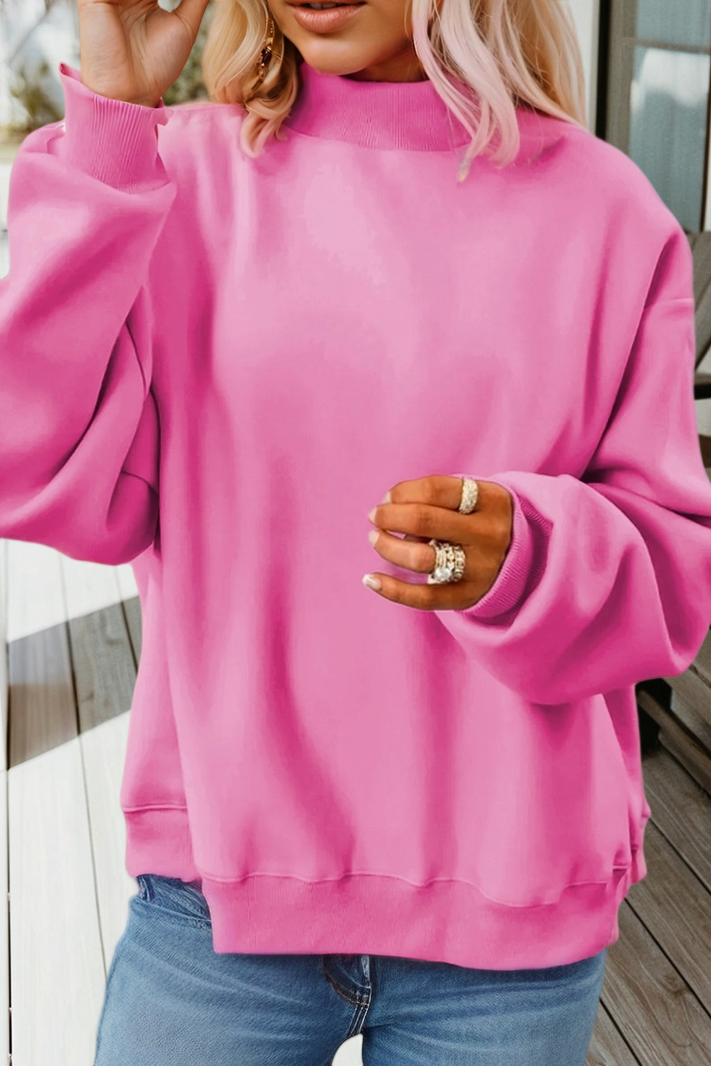 66 Game Day Oversize Reversible Mock Neck Sweatshirt (S-XL)