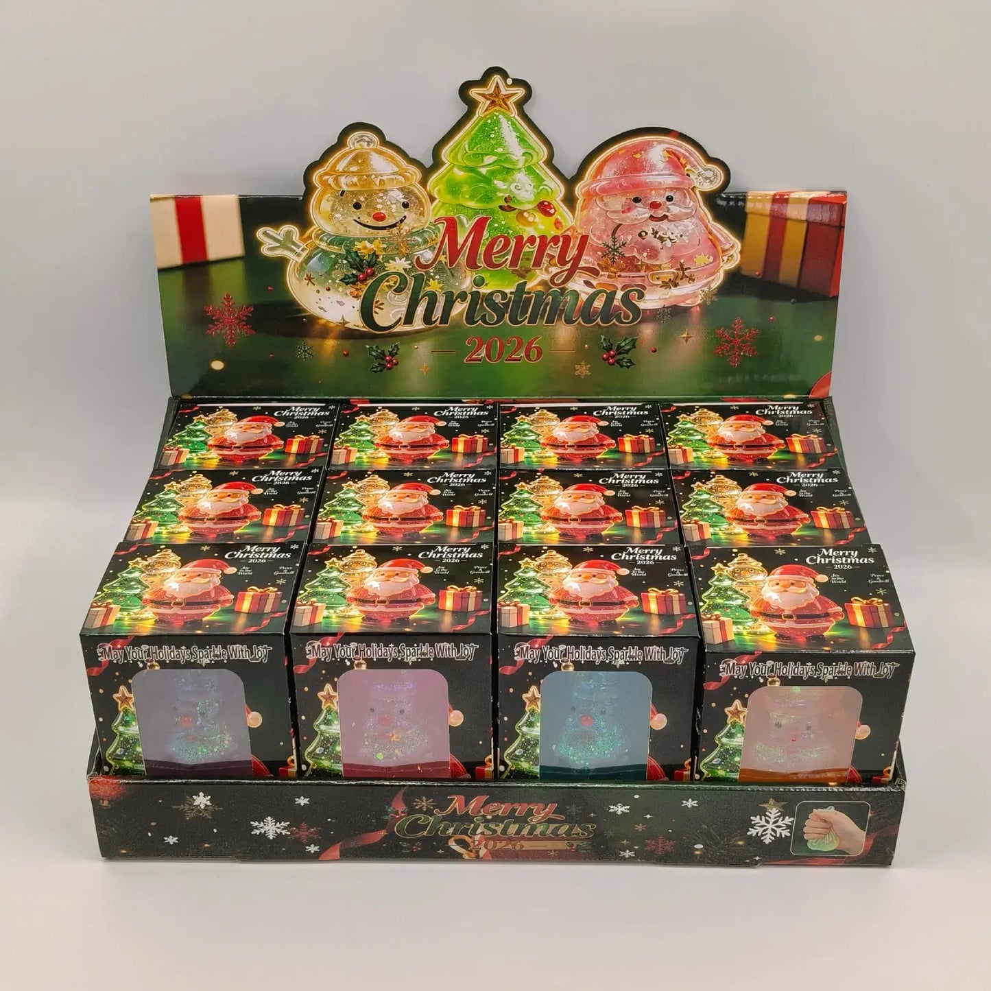 Glitter Christmas Squishy Toys Santa Snowman Tree Stress Relief