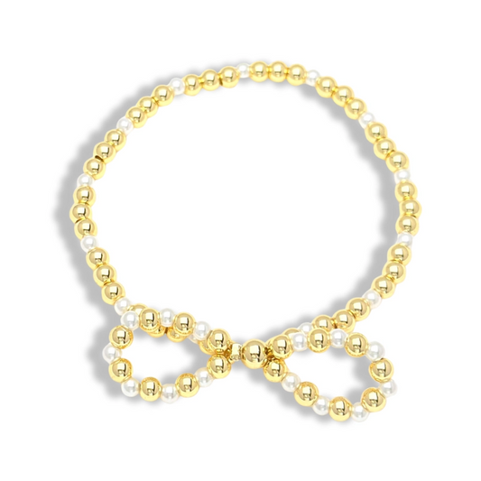 Pearl and Gold Bow Bracelets|5928