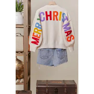 Multi-Color Oversized Merry Christmas Sweater