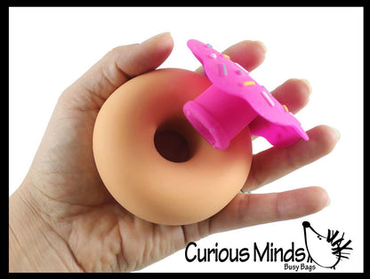 1 Cute Donut Doughnut Soft Doh Filled Stretch Ball with Remo