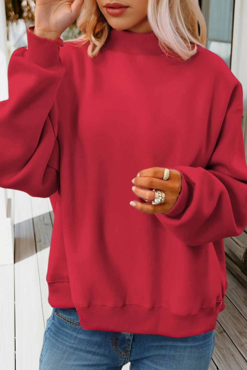 66 Game Day Oversize Reversible Mock Neck Sweatshirt (S-XL)