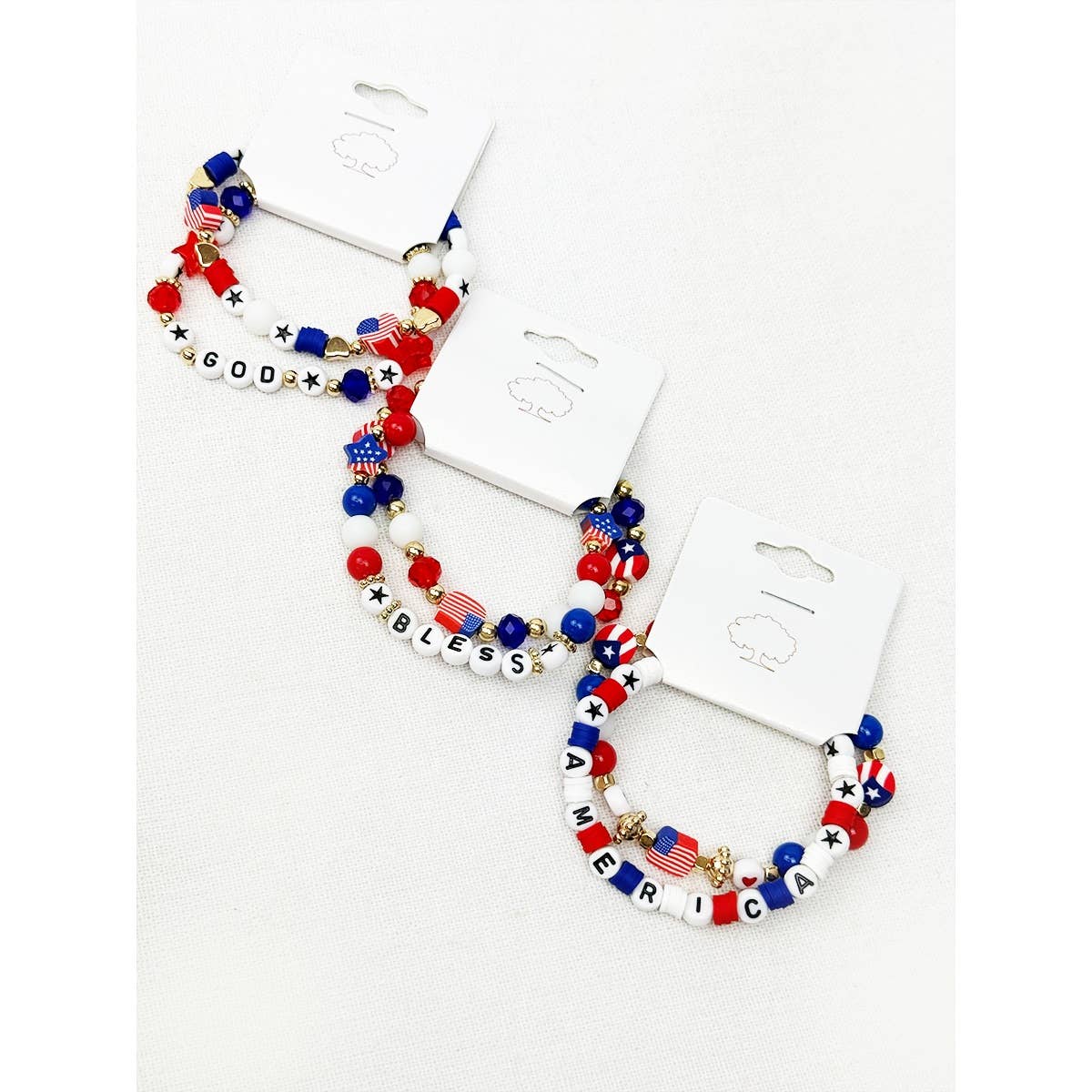 GOD BLESS AMERICA Mix Beaded Stretch USA Bracelet