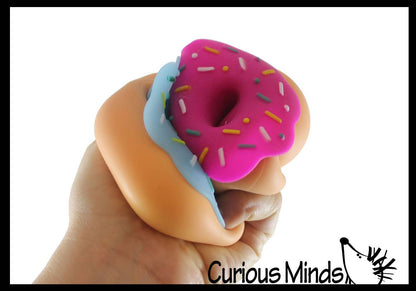 1 Cute Donut Doughnut Soft Doh Filled Stretch Ball with Remo