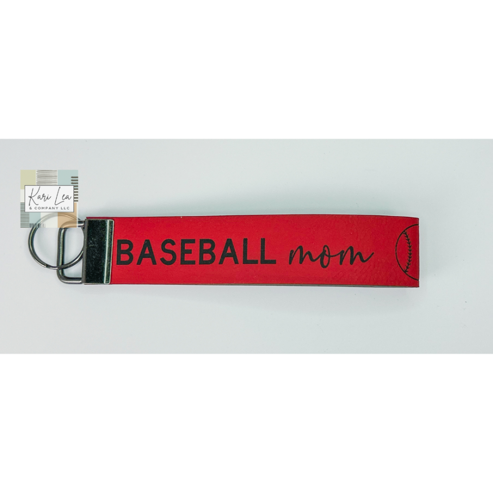 Leather Wristlet - Baseball Mom (Red)|8412