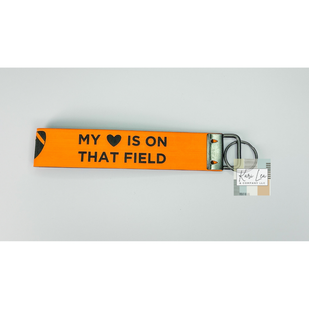 Leather Wristlet - Football Mom (Orange)|8222