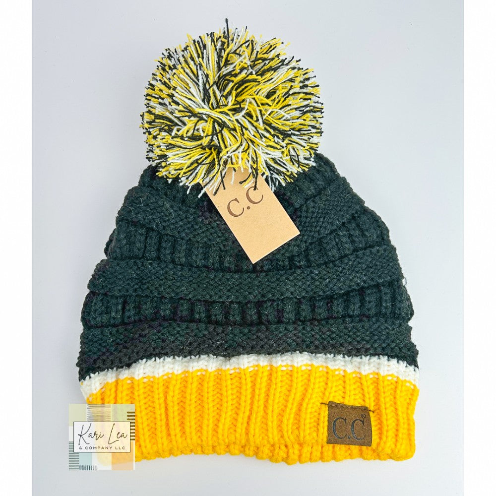 School Spirit Beanie - Black/Gold/White|8170