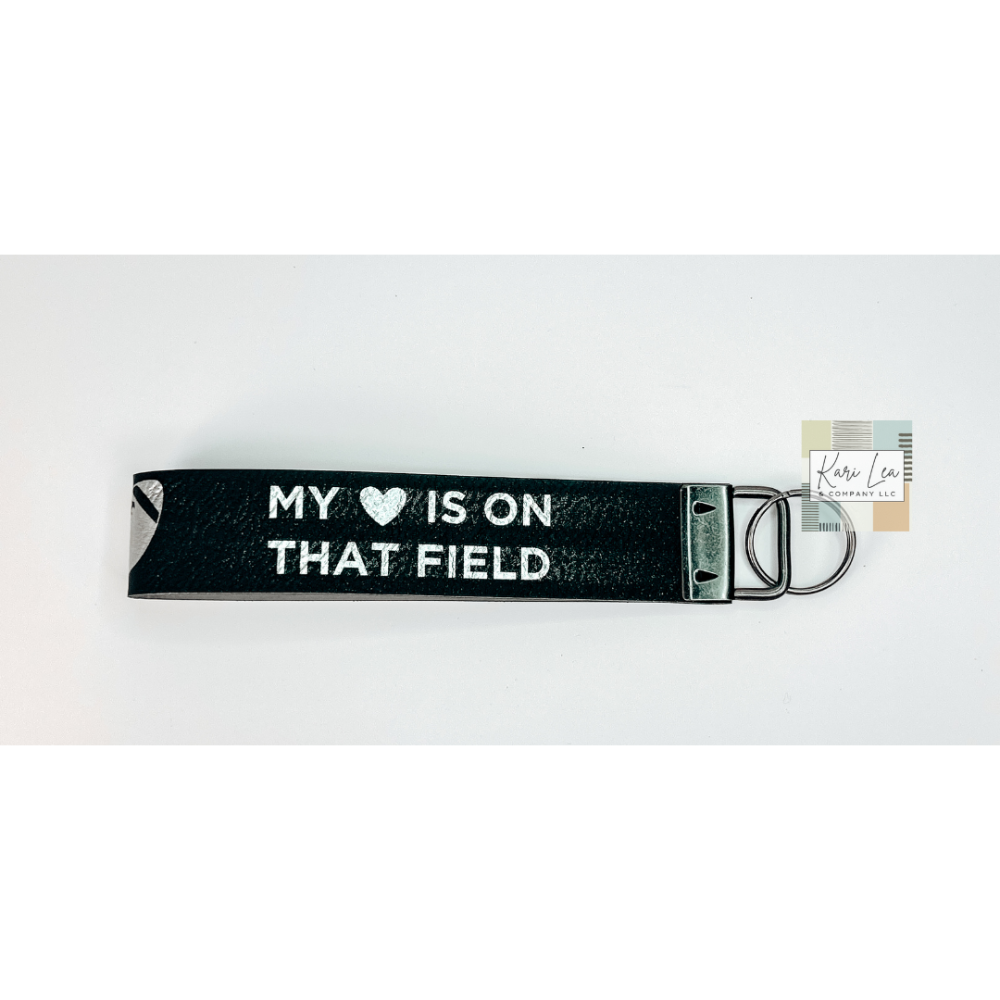Leather Wristlet - Football Mom (Black/Silver)|8369