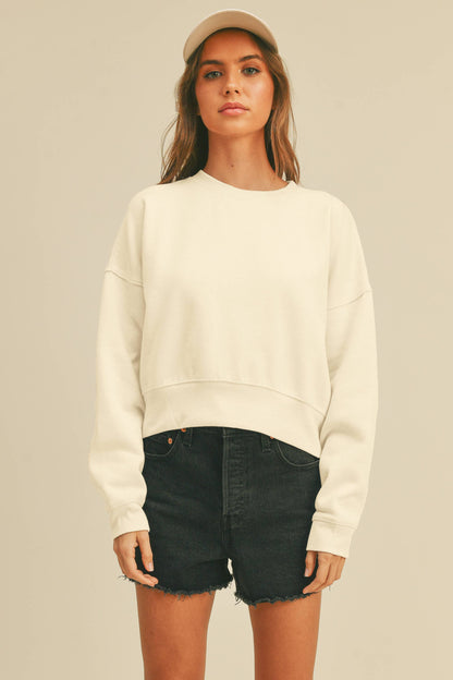 Blank Short Cropped Long Sleeve Sweatshirt