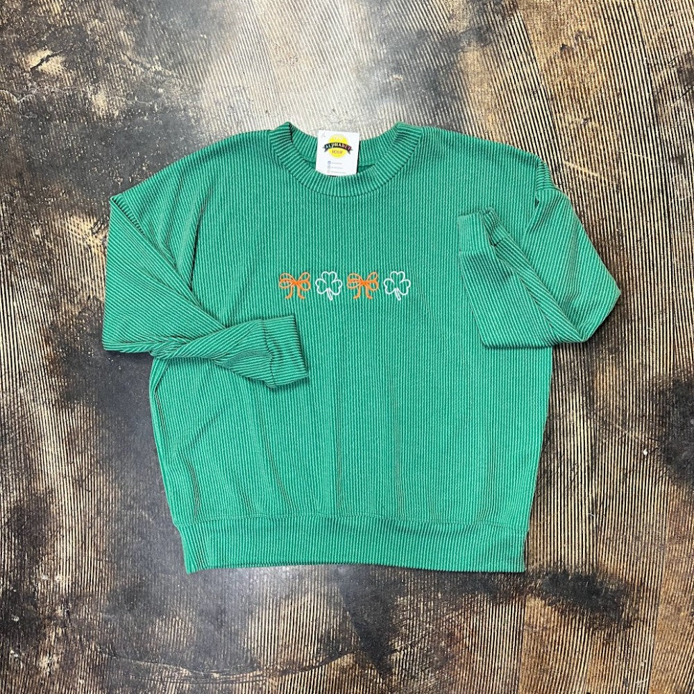 Shamrocks & Bows Green Ribbed Tunic|4712