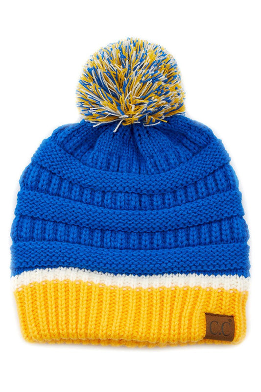 School Spirit Beanie - Blue/Gold/White|8524