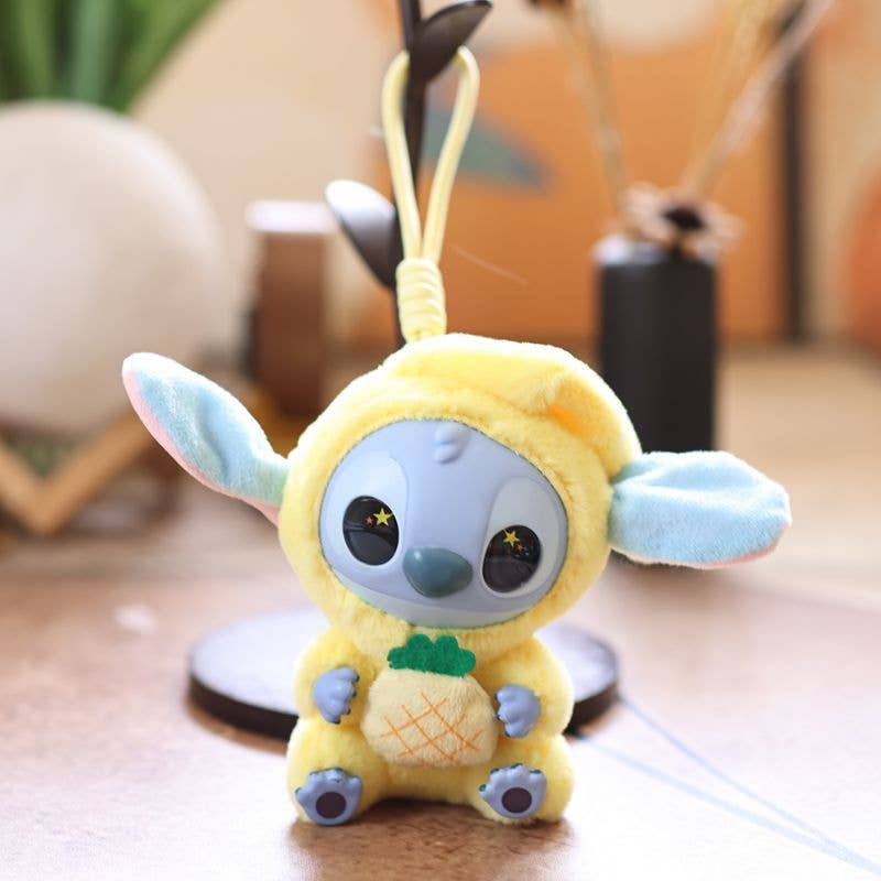 Cute Stitch inspired plush keychain bag charm