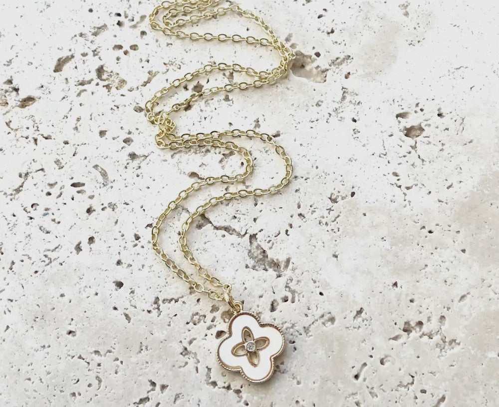Clover Shell Pearl Necklace|3408